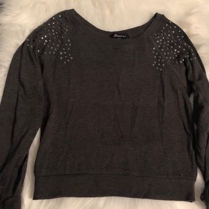 Grey Sweater with Rhinestone Detail Forever 21